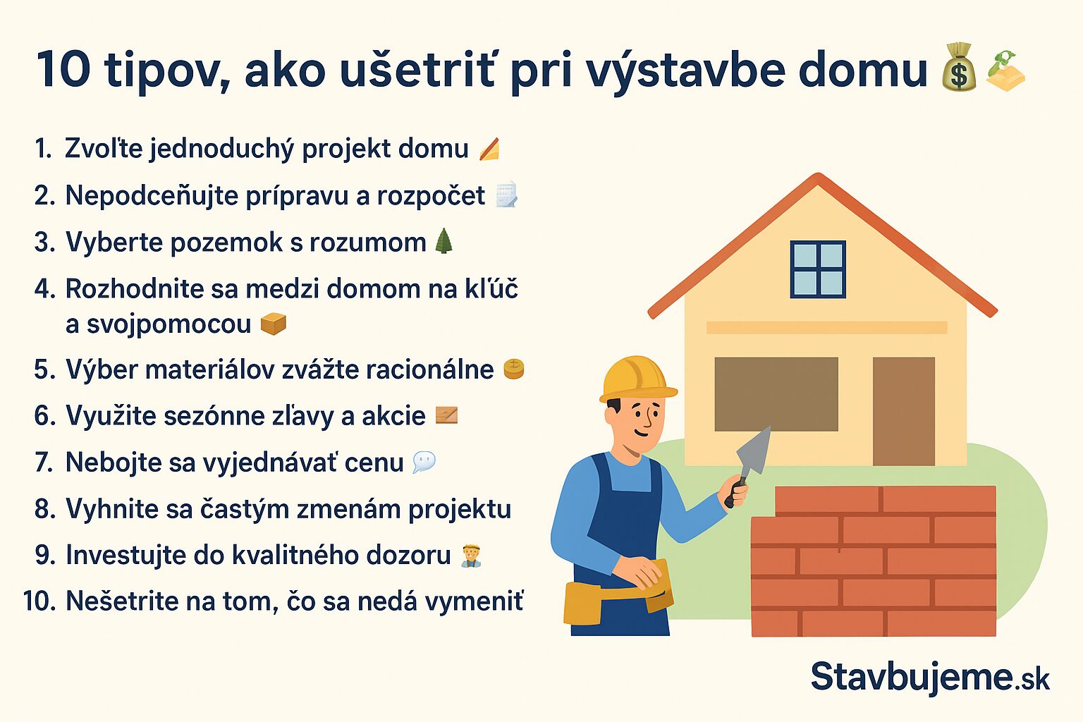 10 tipov, ako ušetriť pri výstavbe domu 🏡💰